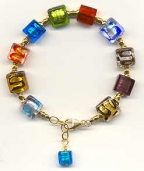 Multicolored Flat Cubes with Swirls Bracelet